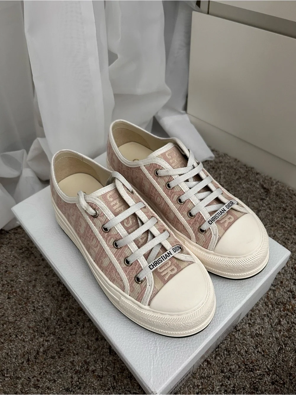 Dior Pink Beige Low-Top Sneakers (platform)